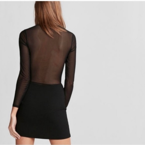 Express Shimmer Cut Out Bodycon Mesh Low Back Dress - Picture 3 of 17